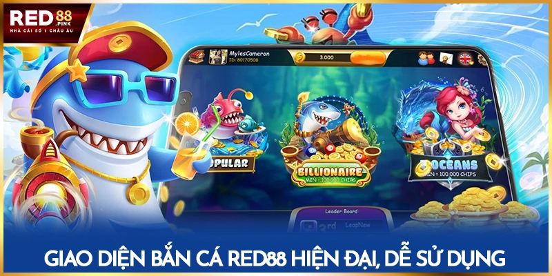 Giao diện bắn cá Red88 hiện đại, dễ sử dụng